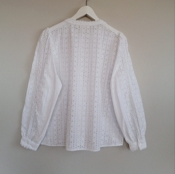 Sezane Marinette Shirt Eyelet Lace Organic Cotton 42 - Picture 8 of 15